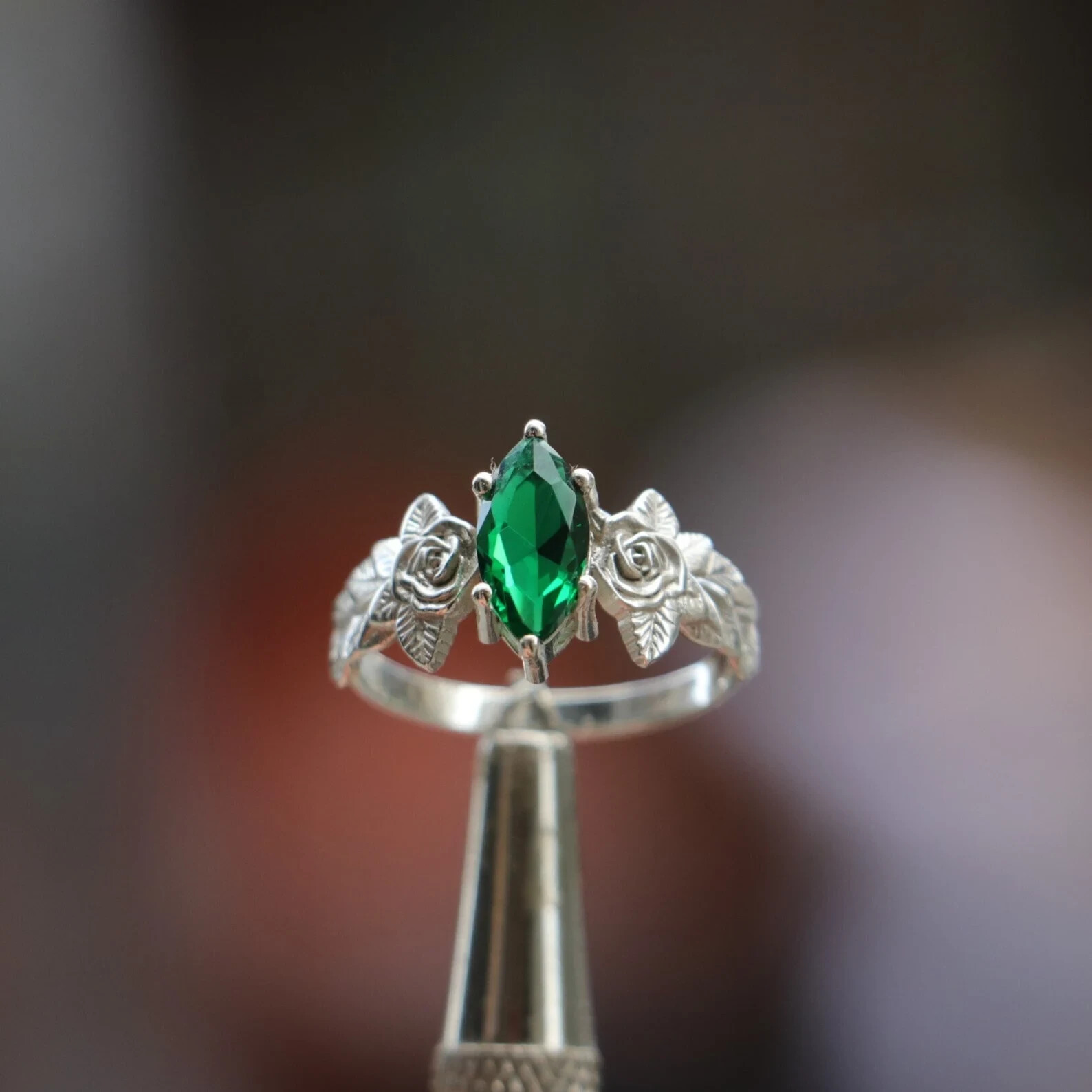 Marquise Emerald ring 925 Sterling Silver ring Proposal gift ring