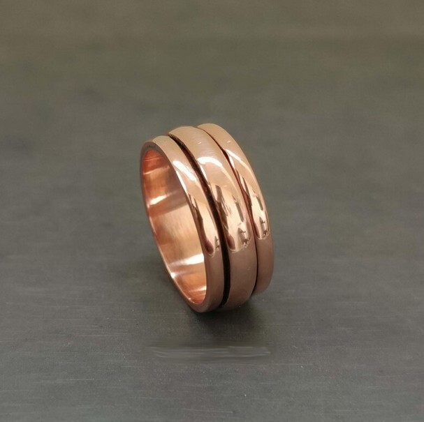100% Solid Copper Spinner Band Ring Handmade Mediation Thumb Ring All Size SR701