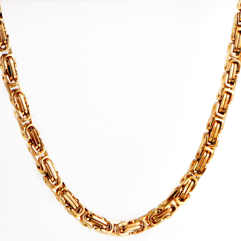 4/5/8mm Stainless Steel Byzantine Link Chain Necklace For Men Gold Silver Black