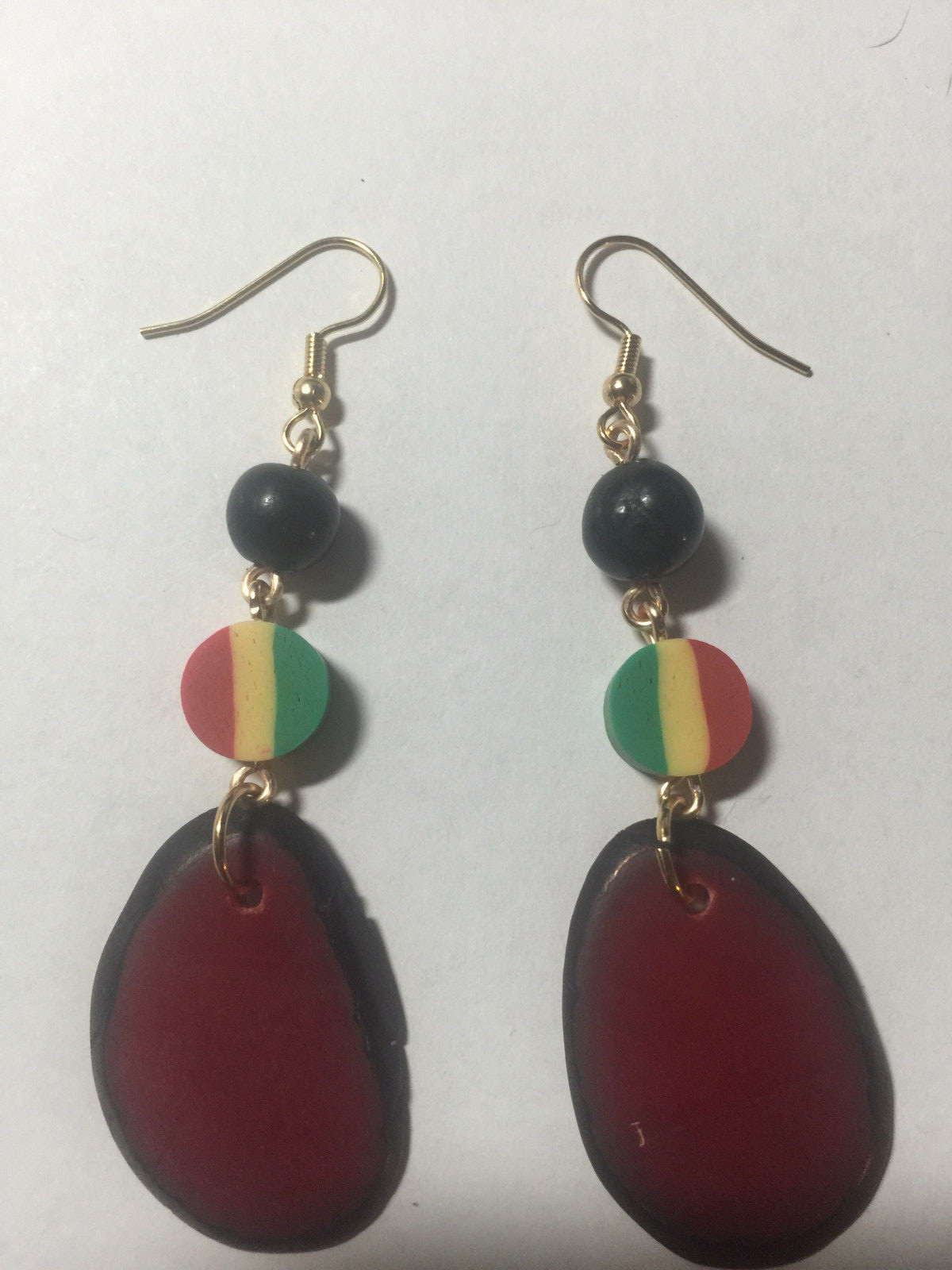 Irie Beads Reggae Rasta Red Yellow Green Black Earrings