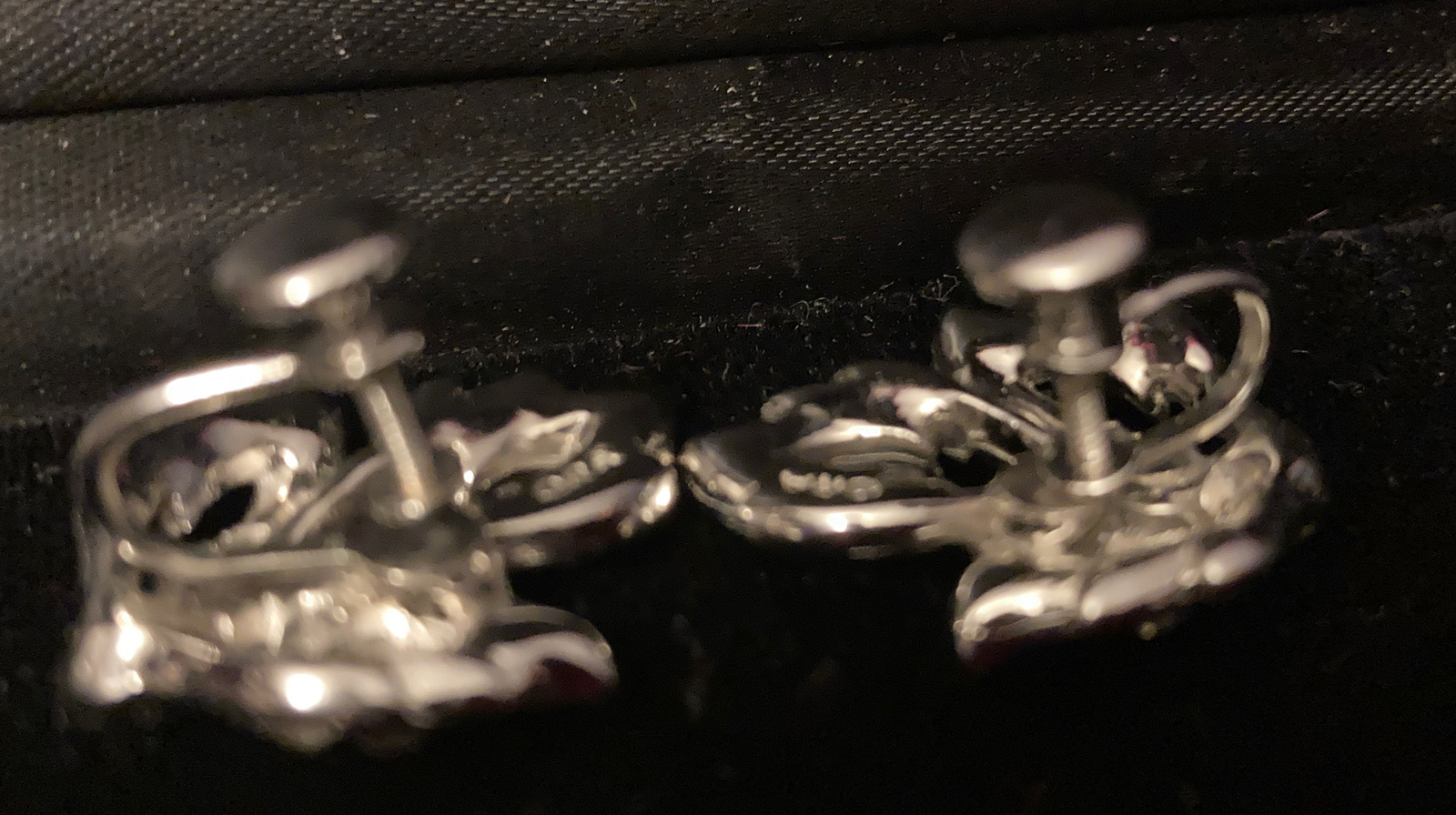 Vintage Ora Rhinestone SilverTone Safety Chain Bracelet 8”+ORA Earrings Set