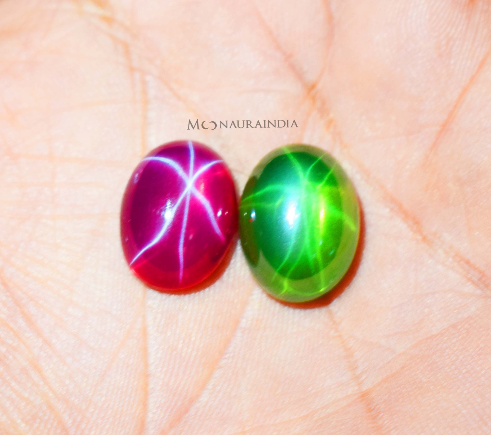 Natural Star Ruby & Star Green Sapphire Gemstone Pair 20Ct Oval cut Combo Offer