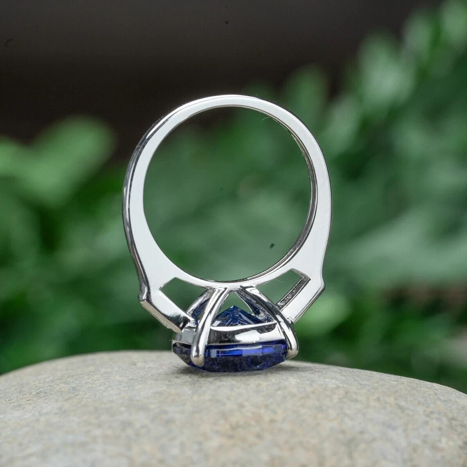 4.30 Ct Round Natural Sapphire & Diamond Wedding Ring 950 Platinum Size 6 7 8 9