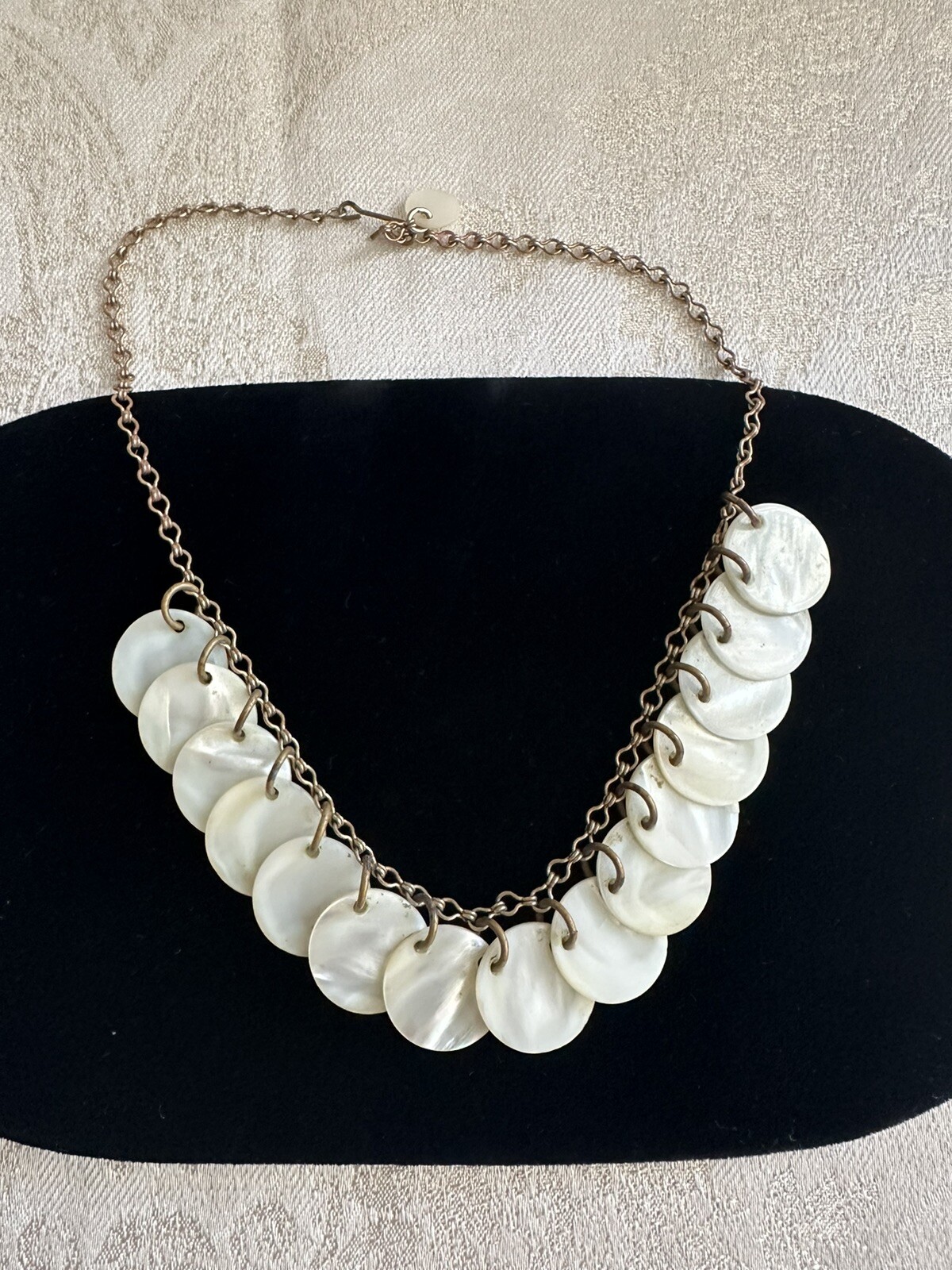Vintage Mother of Pearl MOP Disc Button Choker Necklace – Circa 1940s Artisan