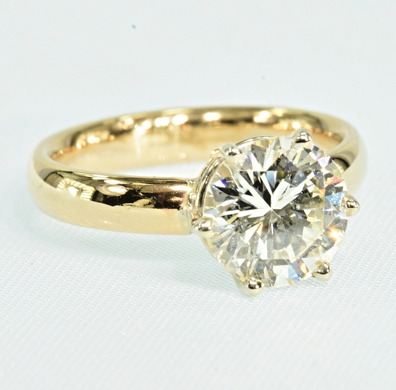 GIA Certified 2.96 Ct. Natural Diamond Vintage 6 prong Solitaire 14k Gold Ring