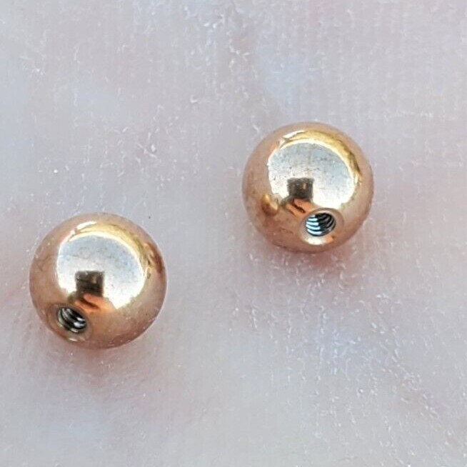 2 Gold Color 18g 16g 14g Externally Threaded Replacement Balls Gold Color