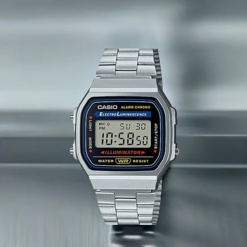 Casio A168WA-1WCR Vintage Silver Digital Watch – Retro Classic