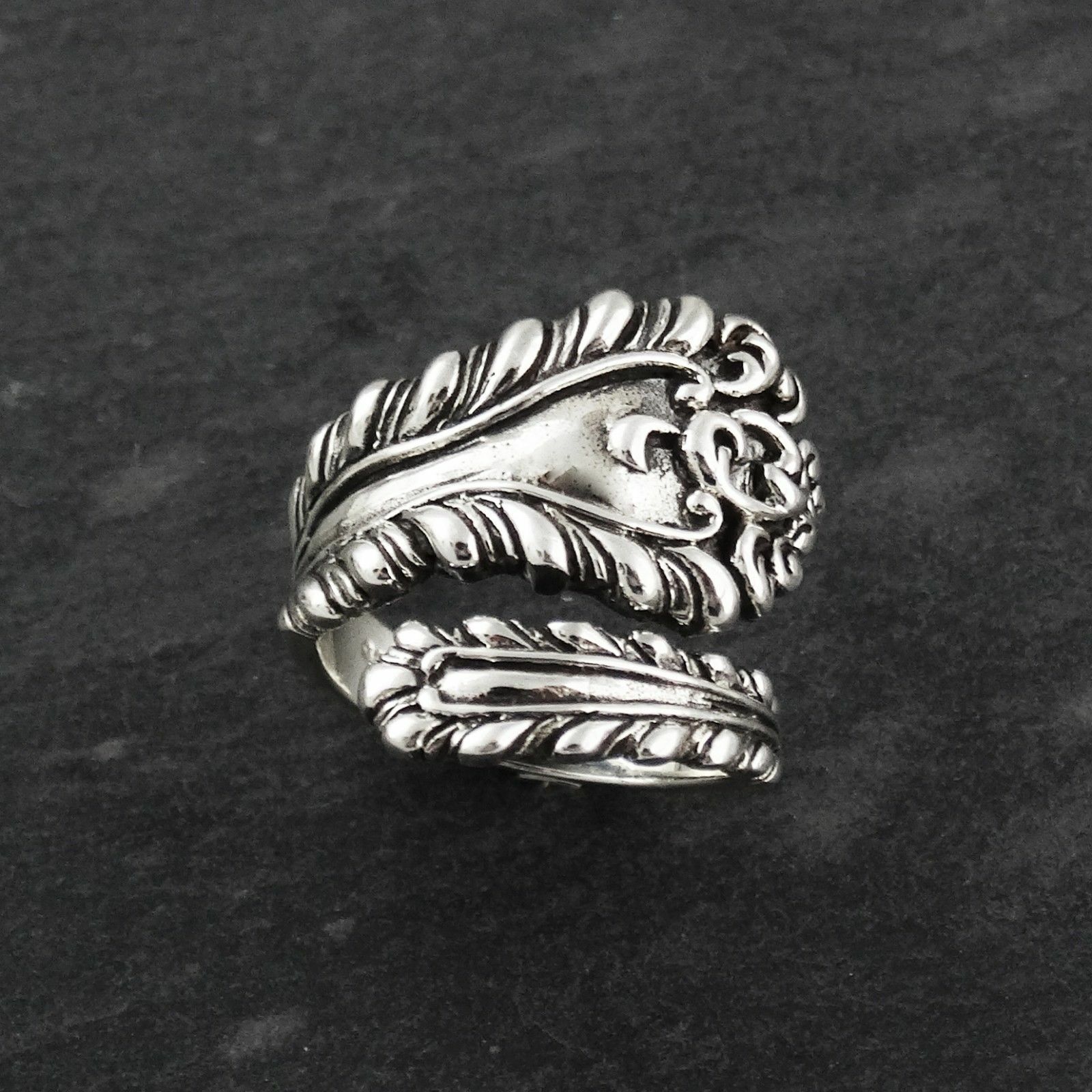 Victorian Spoon Handle Ring -925 Sterling Silver- Sizes 6-10 Cocktail Statement