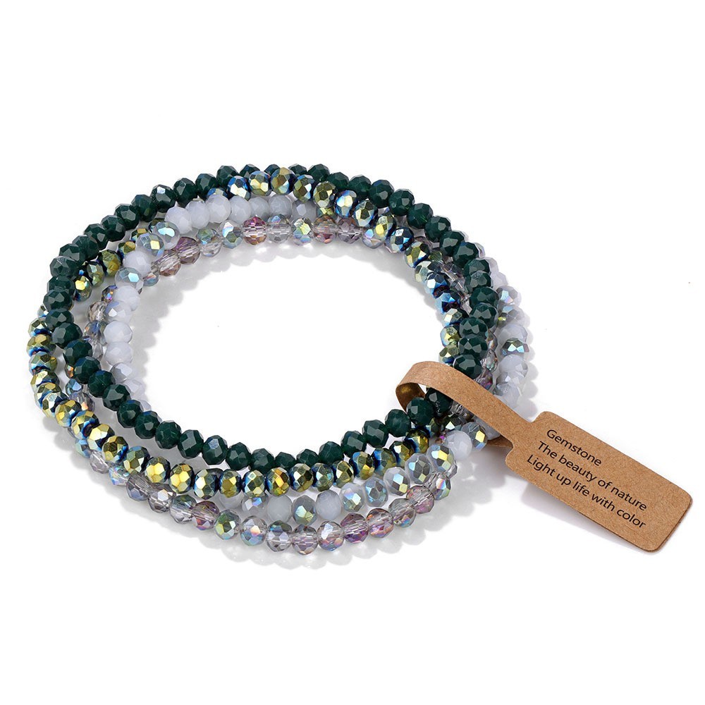 Colorful Glass 4pcs/set Bracelet for Women Retro Fashionable Stacked Bracelet