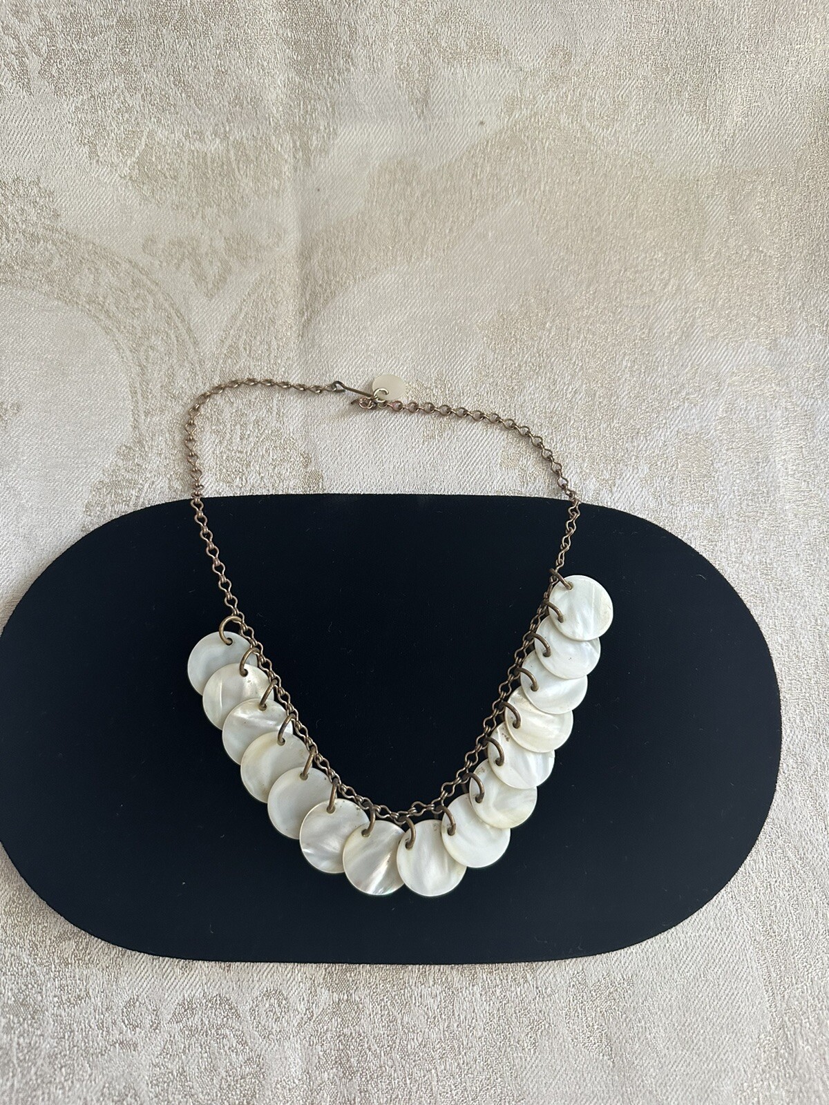 Vintage Mother of Pearl MOP Disc Button Choker Necklace – Circa 1940s Artisan