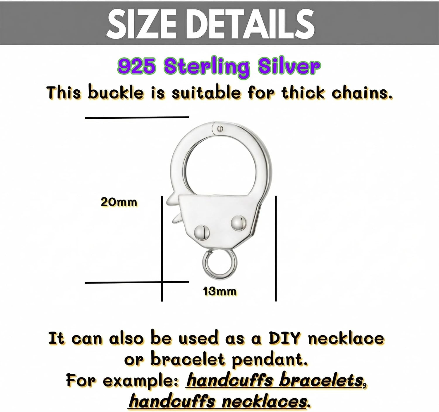 925 Sterling Silver Handcuff Choker Necklace – Hypoallergenic Punk Jewelry