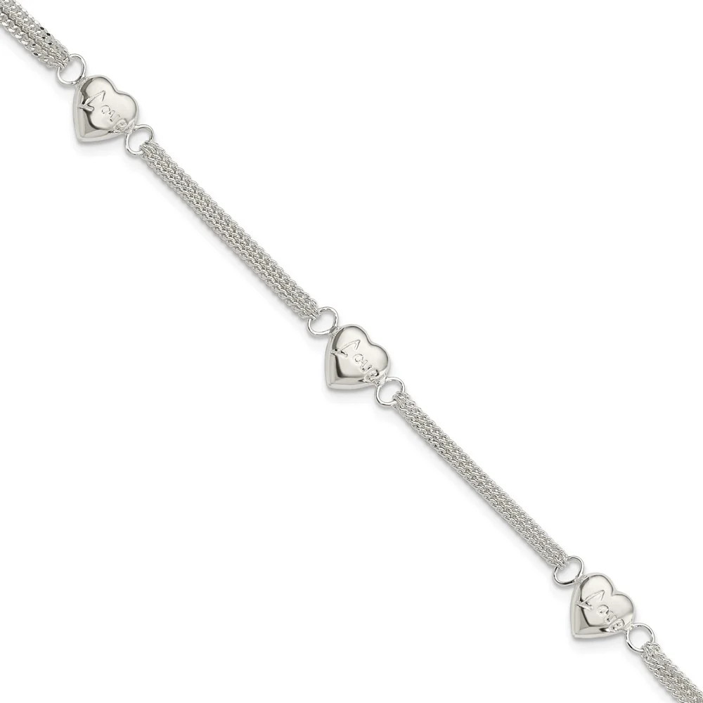 Sterling Silver Heart With Love Bracelet