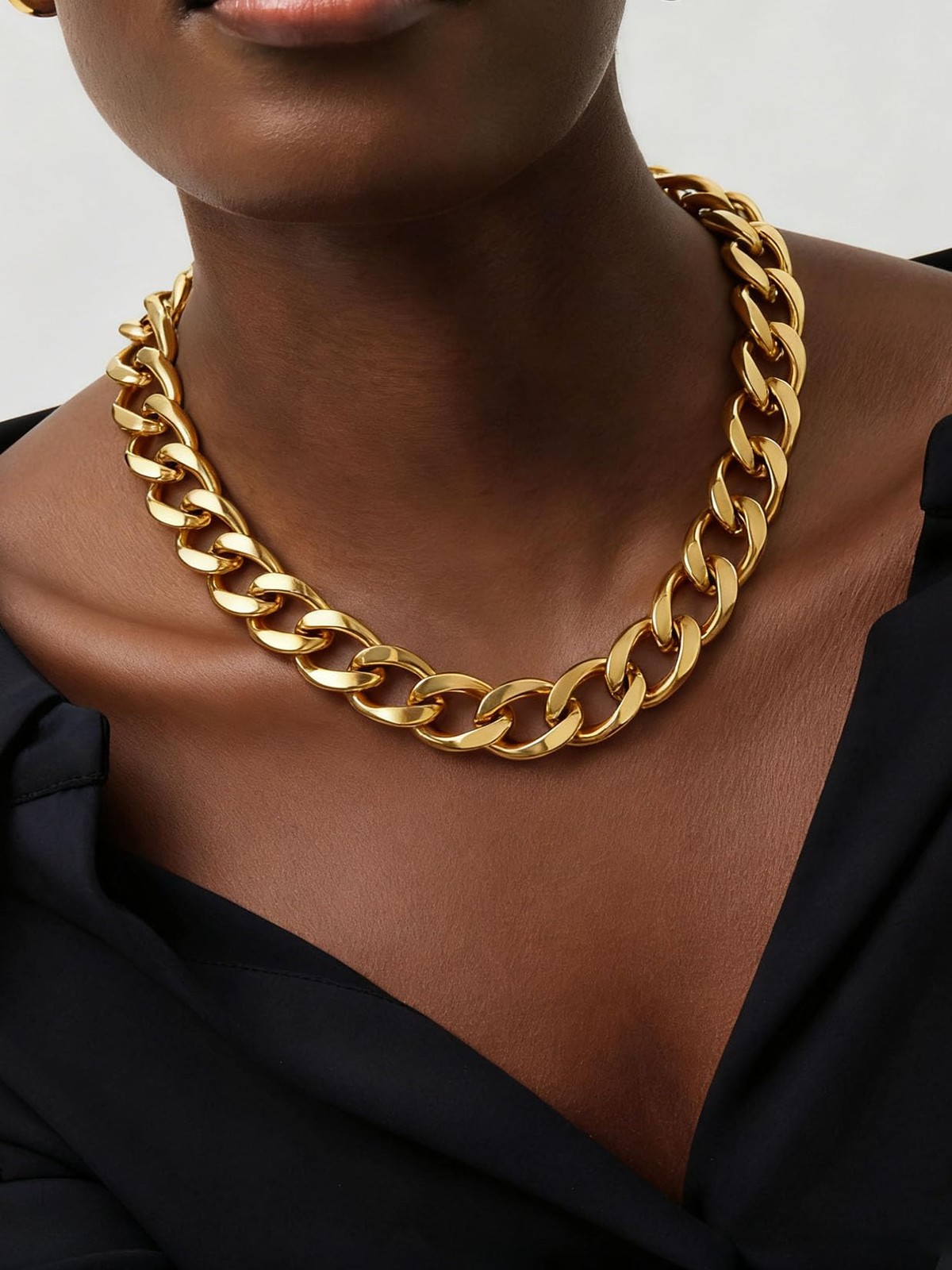 Chunky Cuban Link Choker Necklace for Women – Non Tarnish, Silver | Gold Plated