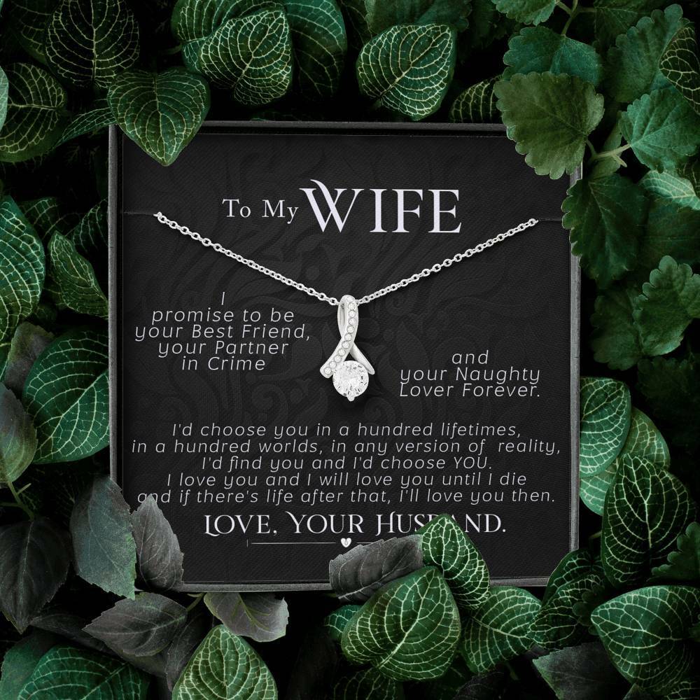 To My Wife Necklace Anniversary Gift CZ Pendant Gift For Her, I Promise To Be!