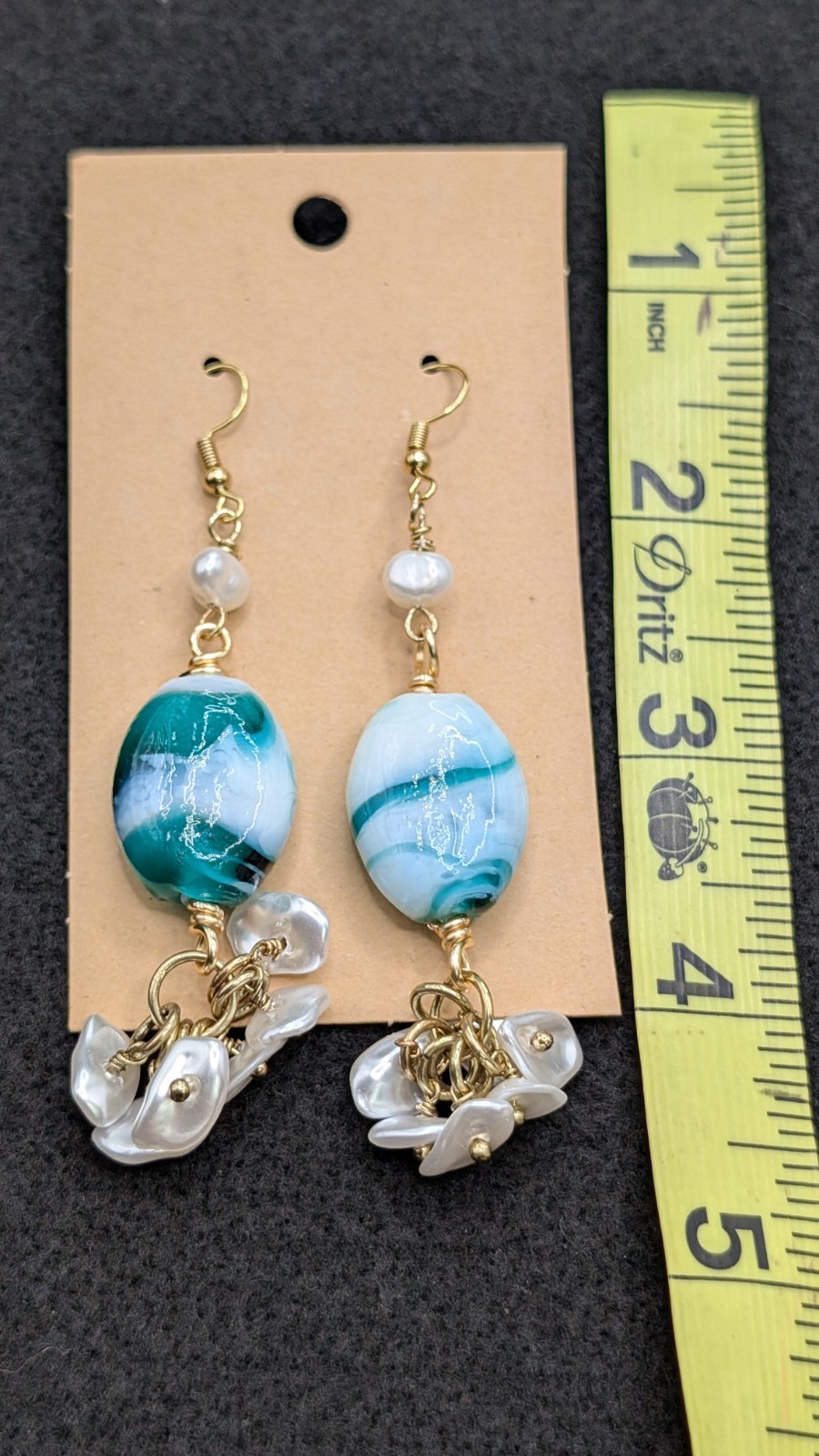 Women’s Flower Stylish Boho Mixed Beaded Drop Dangly Hook Earrings 💙💚🤍