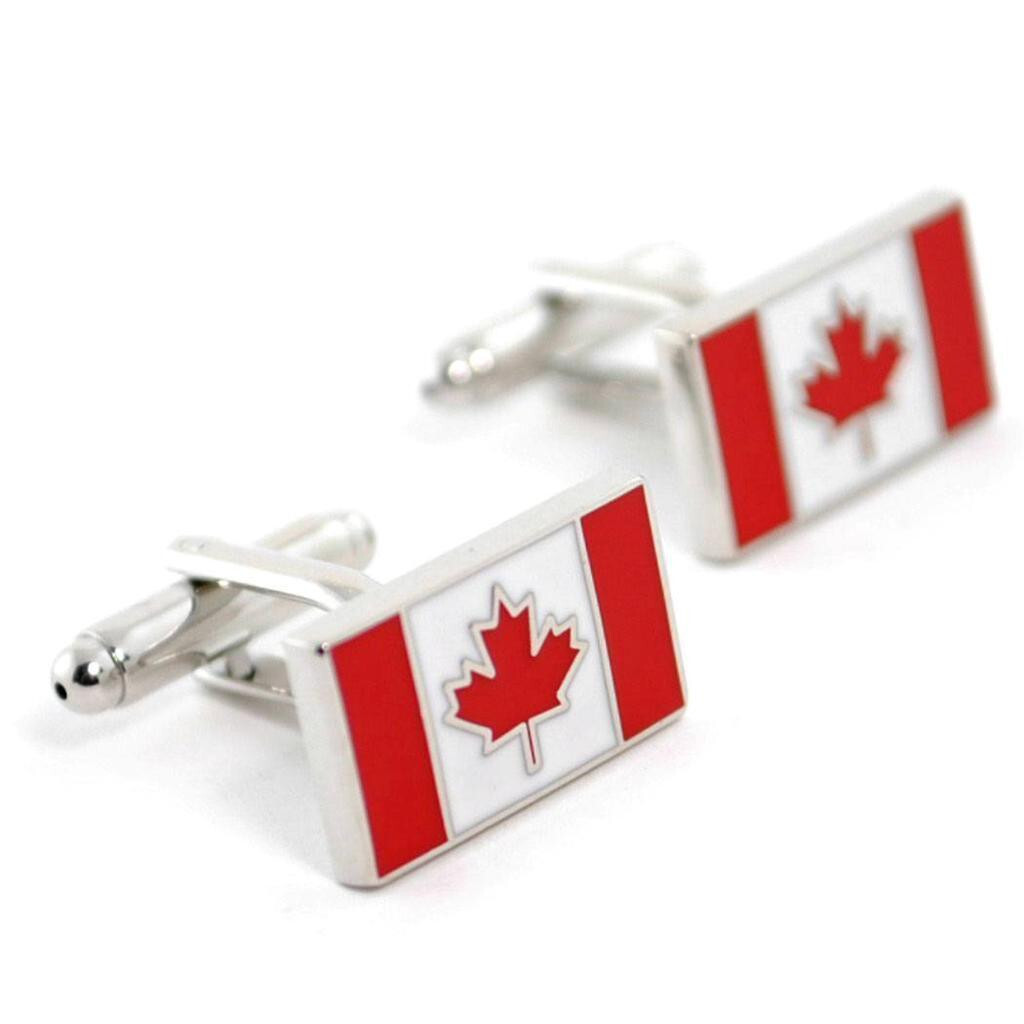 4-PC CANADA FLAG CUFFLINKS High Quality NEW w GIFT BOX World Canadian Maple Leaf