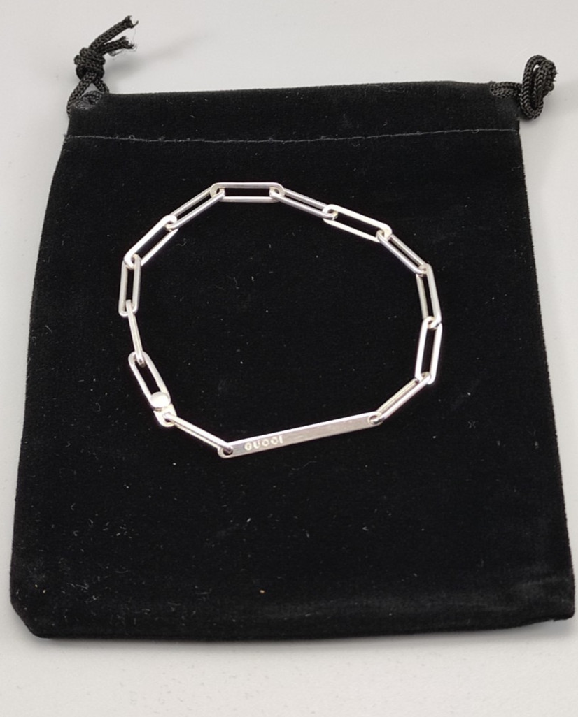 Gucci Sterling Silver 925 Chain Link Bracelet 18.5cm 4mm Light Weight 5.3g