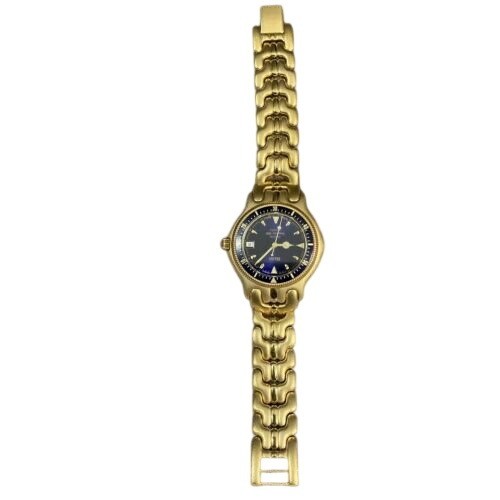 Belair Seapearl 600 Quartz Diver Watch Blue Dial Gold Tone 20 ATM 200m Water Res