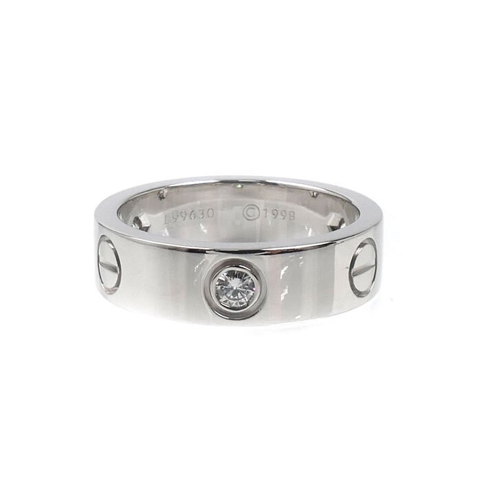 Cartier K18WG White Gold Love Ring Half Diamond US 6-6.25 #53 8.7g 801057