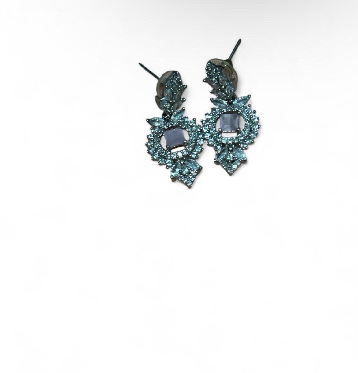 Silver necklace with crystal embellishments and matching earring