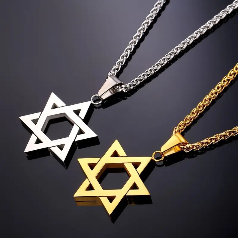 Star of David Necklace Jewish Hexagram Pendant Stainless Steel Unisex
