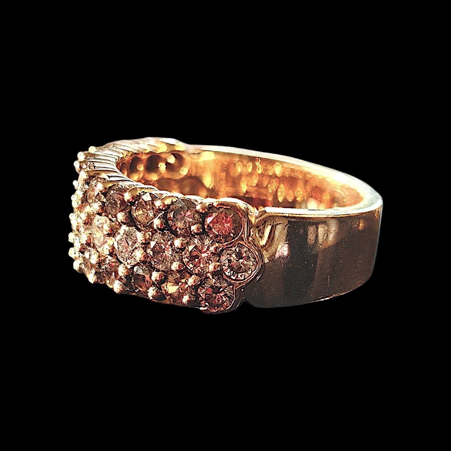 14K Rose Gold 2.15 CTW Cocoa & White Diamond Pavé Multi-Row Band Ring Size 7