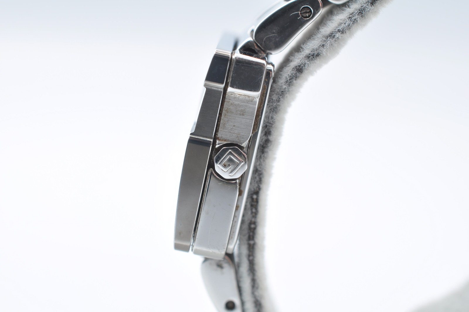 GUCCI 3600L Bezel G Face Quartz Square Silver Watch Women Analog Auth w-1202