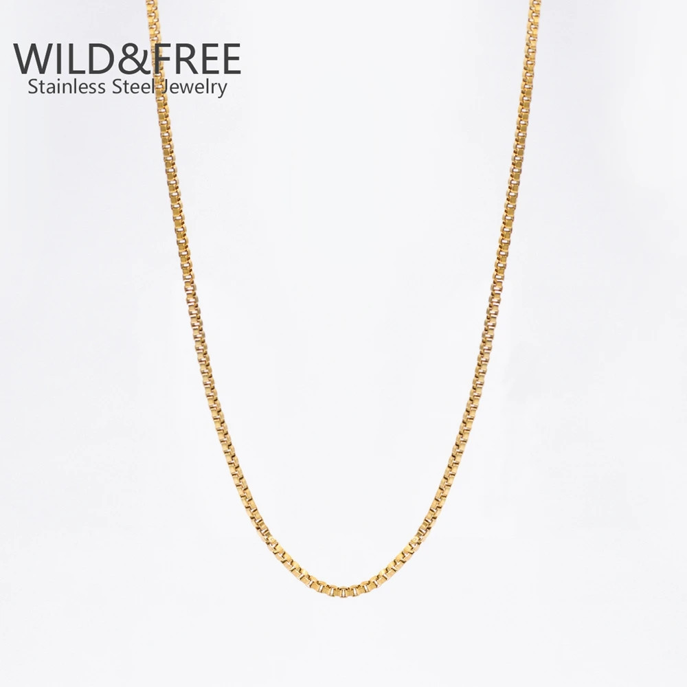 Classic Gold Stainless Steel Necklaces Simple DIY Basic Chains Jewelry