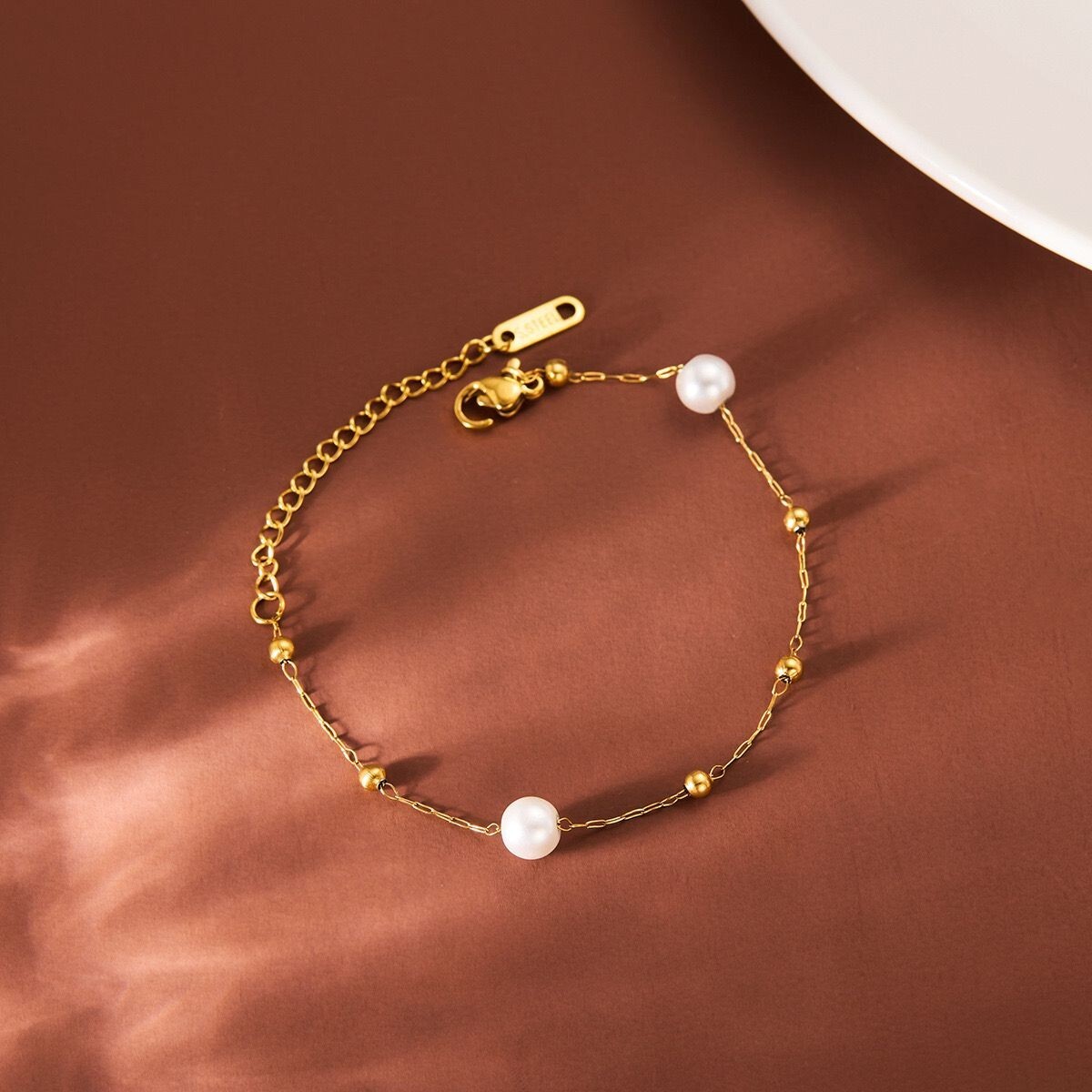 2 Colors Woman 18k Gold Plated Pearl Beaded Tassel Charm Chain Necklace/Bracelet