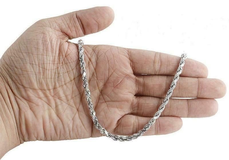 Solid 925 Sterling Silver Italian Rope Chain Mens Necklace 4.00mm – Diamond Cut