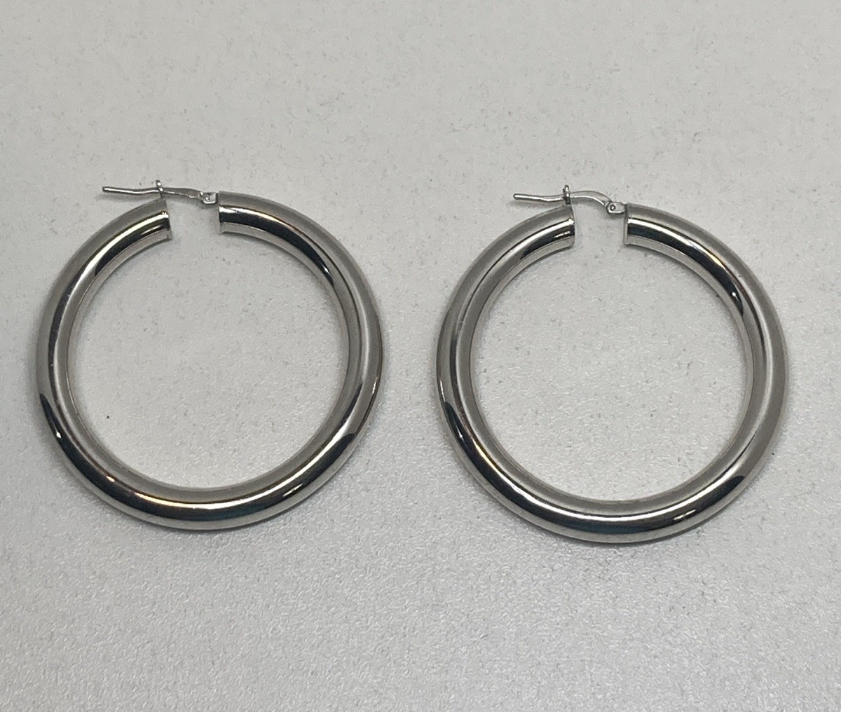 Silver Tone Earrings Women Trendy Simple Big Circle Round Earring Jewelry Italy