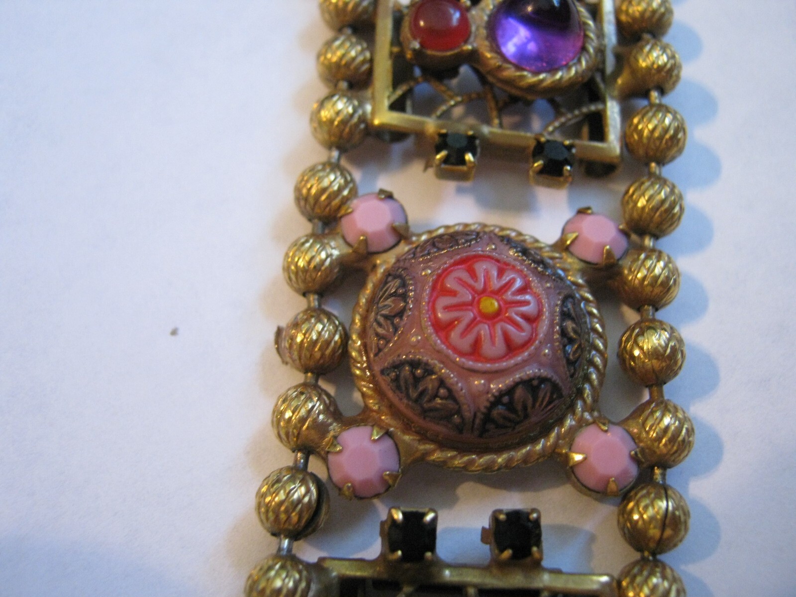 JULIANA D&E Moroccan Matrix Ball Chain Bracelet #2931, Pink & Black, Needs TLC
