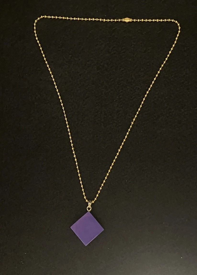 Purple Block And Gold Toned Necklace, 18 Inch Chain, MiaChavi Geekery