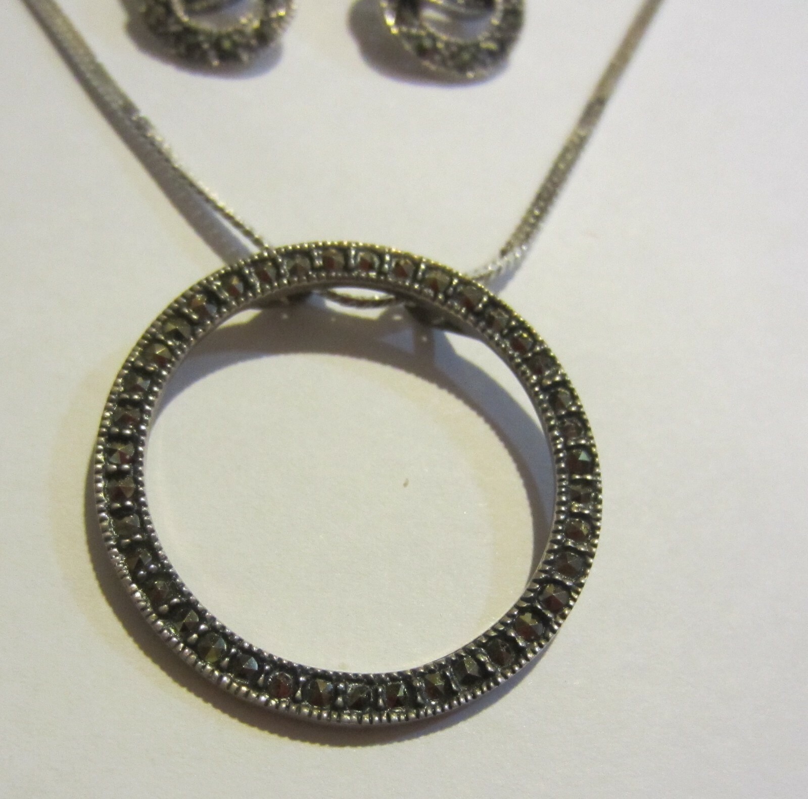 Sterling Silver Marcasite Necklace & Earring set