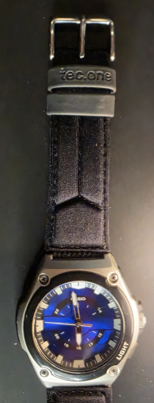Casio MWC-100H Quartz Analog 100m Blue Dial Black Fabric Strap 44.7mm