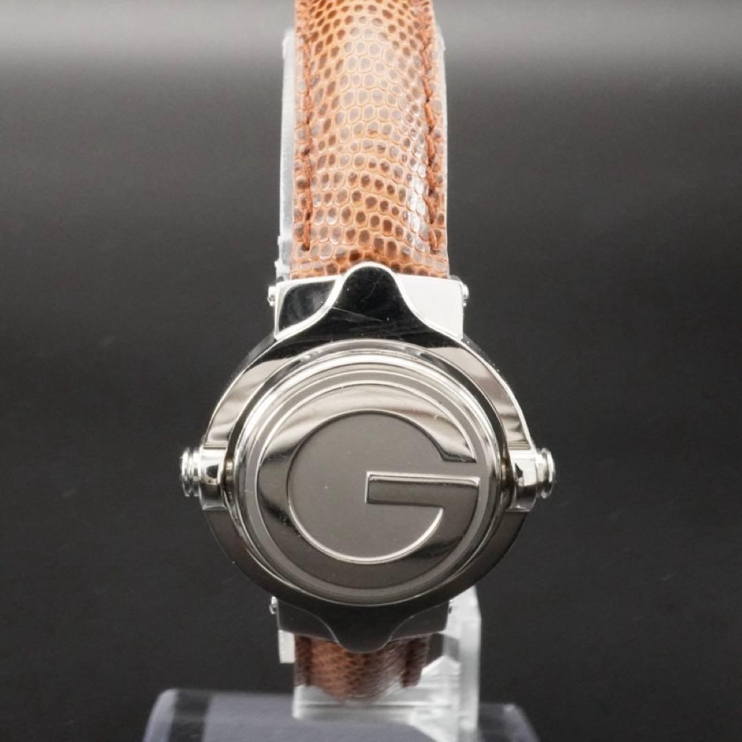 Gucci 6600L Turnface Brown Quartz Wristwatch Bangle Box Japan 0713258