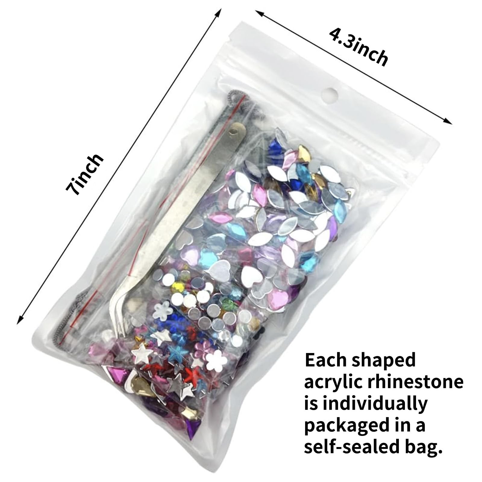 1200Pc Acrylic Flatback Gems Rhinestone Jewels for Crafts Jewelry Making, 6-13mm