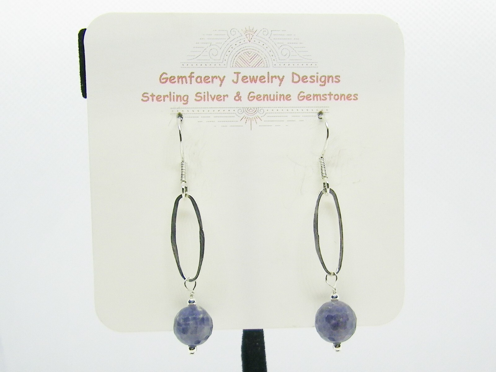 Sterling Silver Wire-Wrap Faceted SAPPHIRE Earrings #1887…Handmade USA