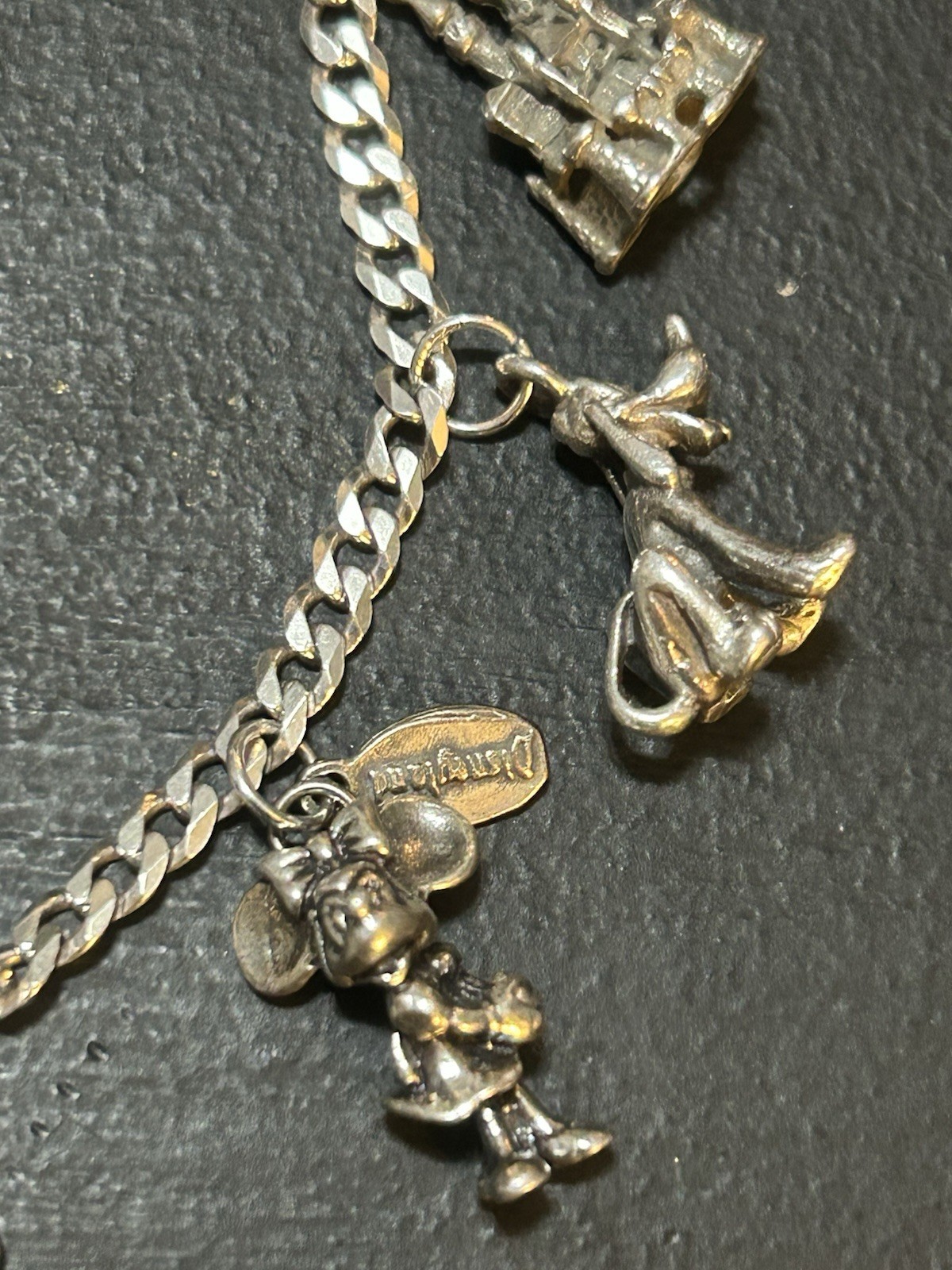 Sterling Silver Walt Disney Production Charm Bracelet 7.5 Inch