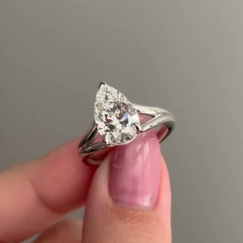 1.90 CT Pear Cut Moissanite Solitaire Engagement Ring In 14k White Gold Plated