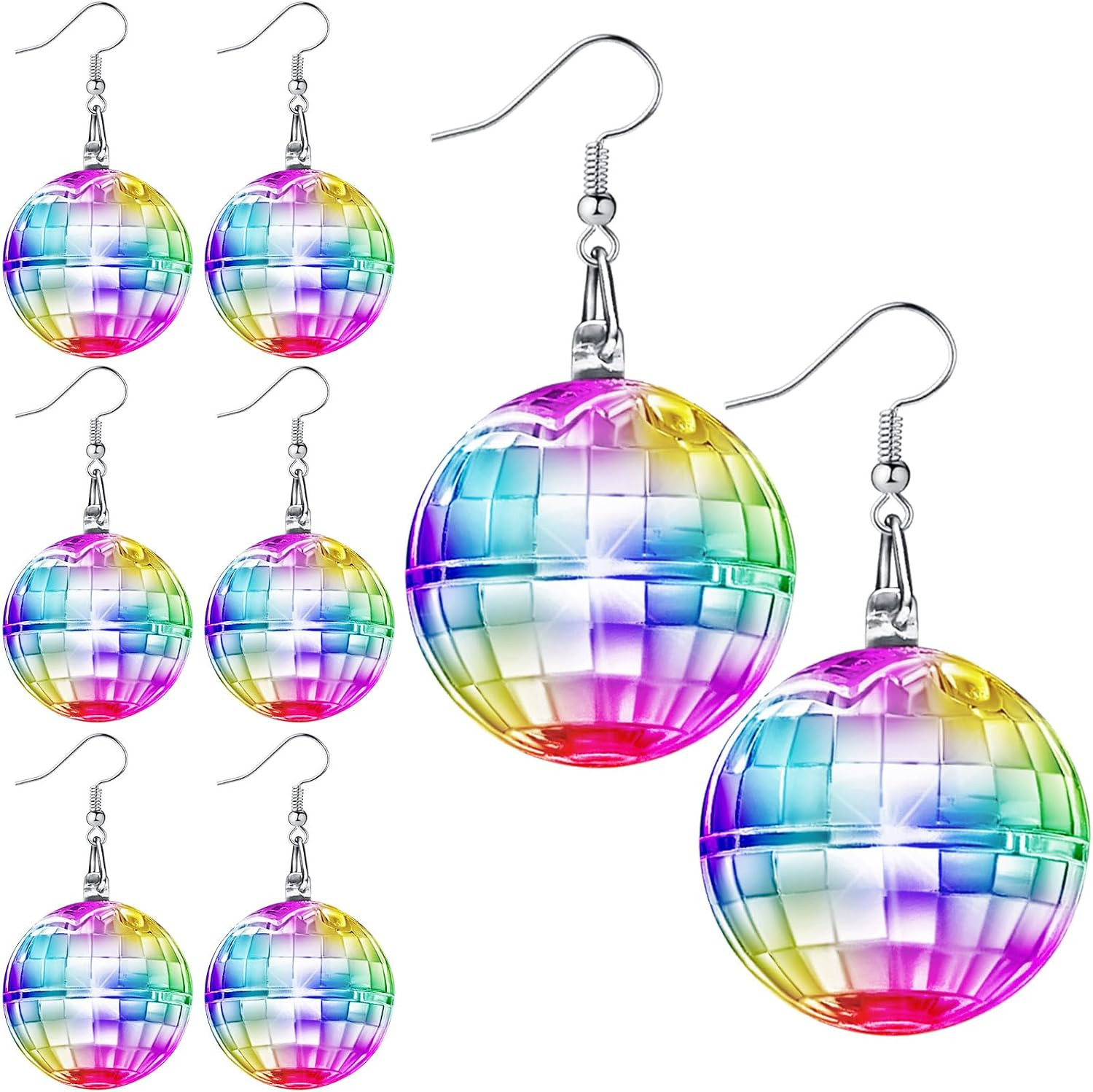 4 Pairs Light up Disco Ball Earrings for Women 70S 80S Jewelry LED Light Glow Ea