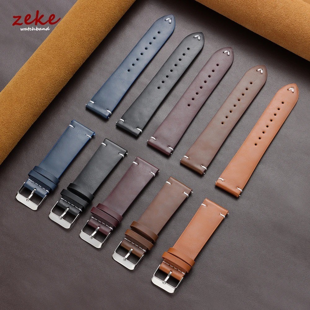Retro Oil Wax Genuine Leather Watch Band 18 19 20 21 22 24mm Thin Cowhide Strap.