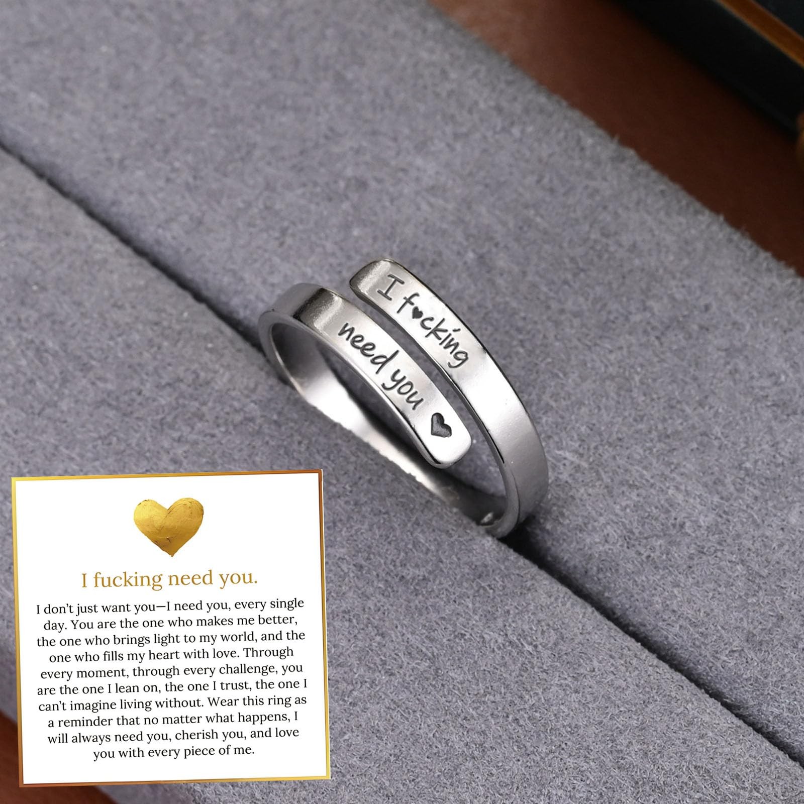I Fcking Need You Ring For , Open Adjustable Stainless Steel I F Love You Rin…