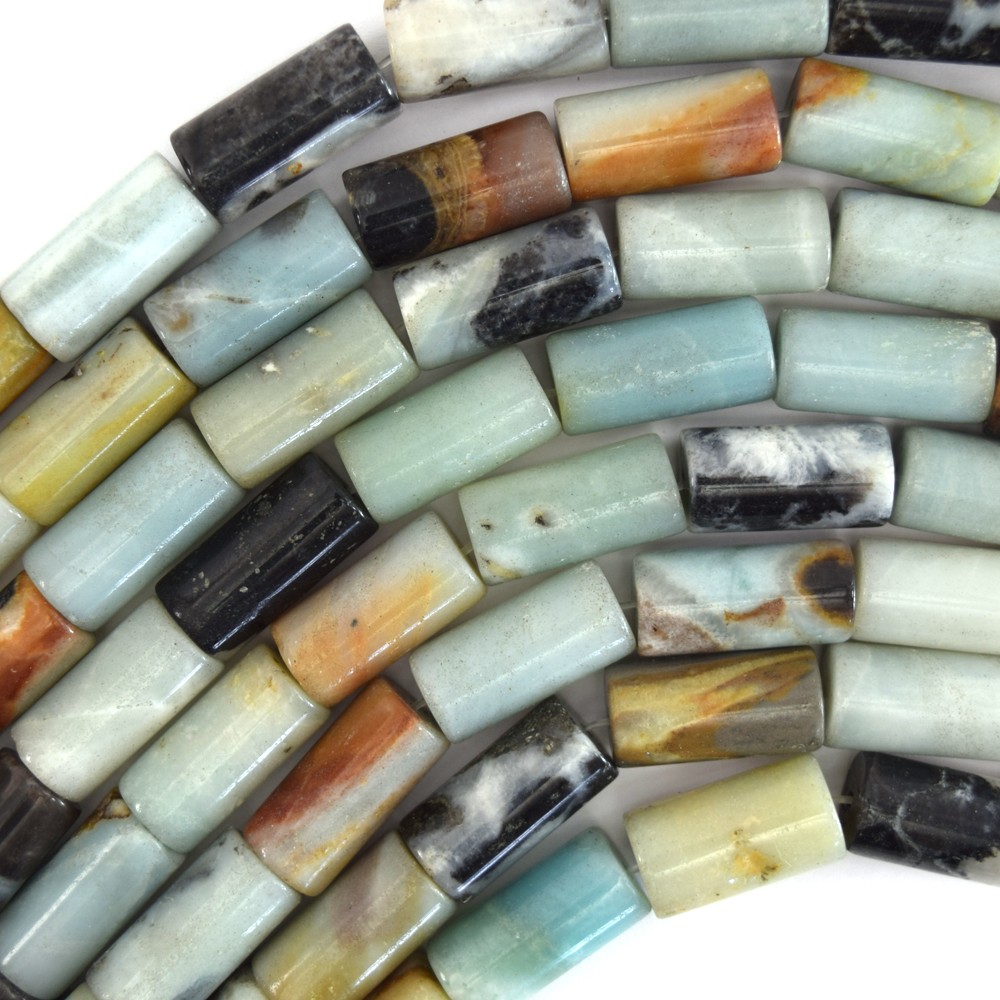 20mm natural multicolor amazonite cylinder beads 15″ strand