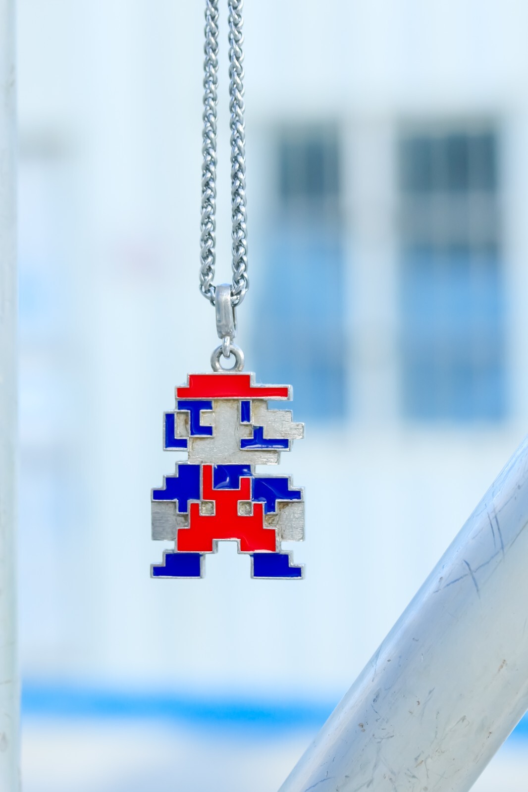 Retro 8 Bit NES Handmade S925 Silver Super Mario Pendant Necklace