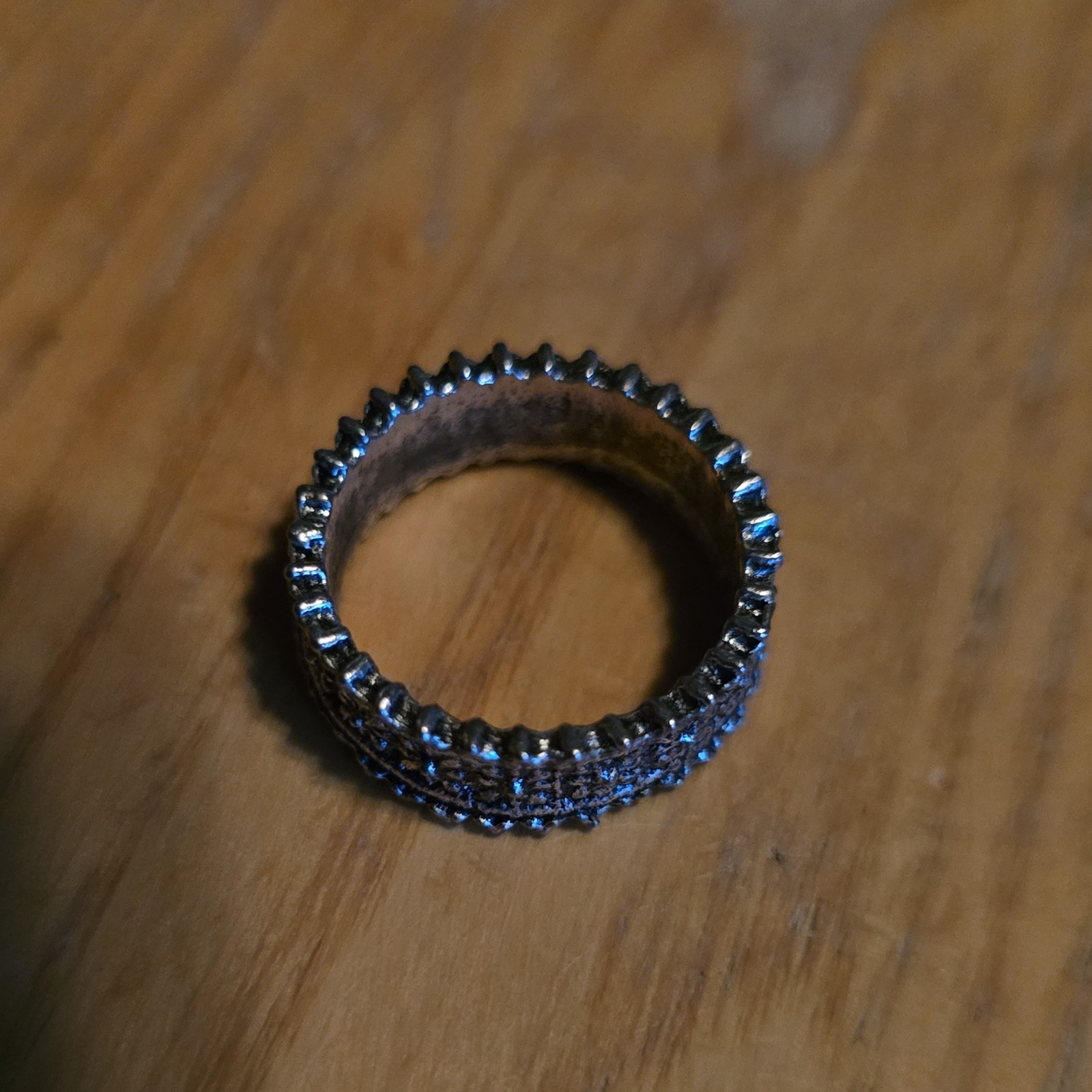 Silver Tone Textured Studded Metal Band Ring Size 4.75 No Stone