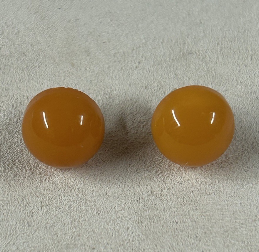 VTG Real Egg Yolk Baltic Amber Stud Earrings