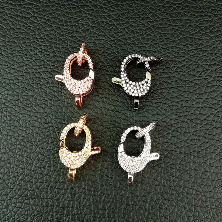 lobster clasp 10x24mm 18k gold Filled cubic zirconia micro pave hook clasps