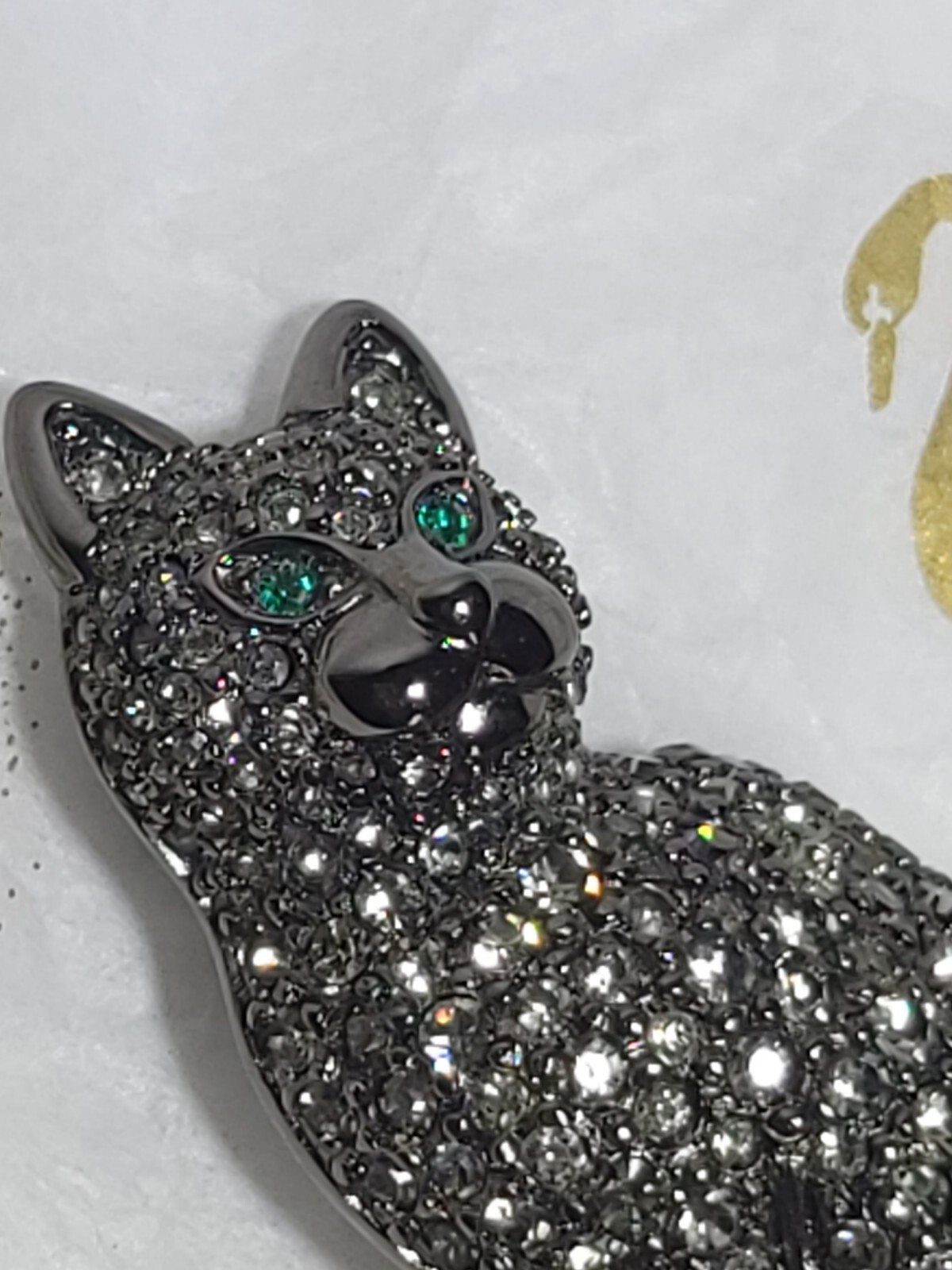 Vintage Brooch Black Cat On a Pillow Swarovski Pave Crystals 1999 Precious Pets