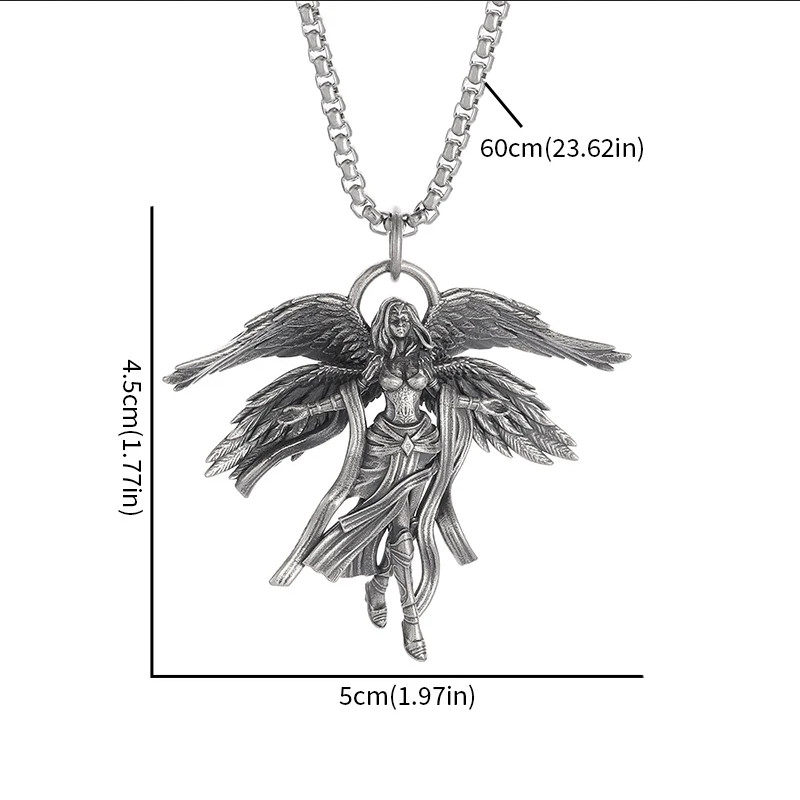 Heavenly Seraphim Jewelry Vintage Silvery Sexy Goddess Angel Pendant Necklace
